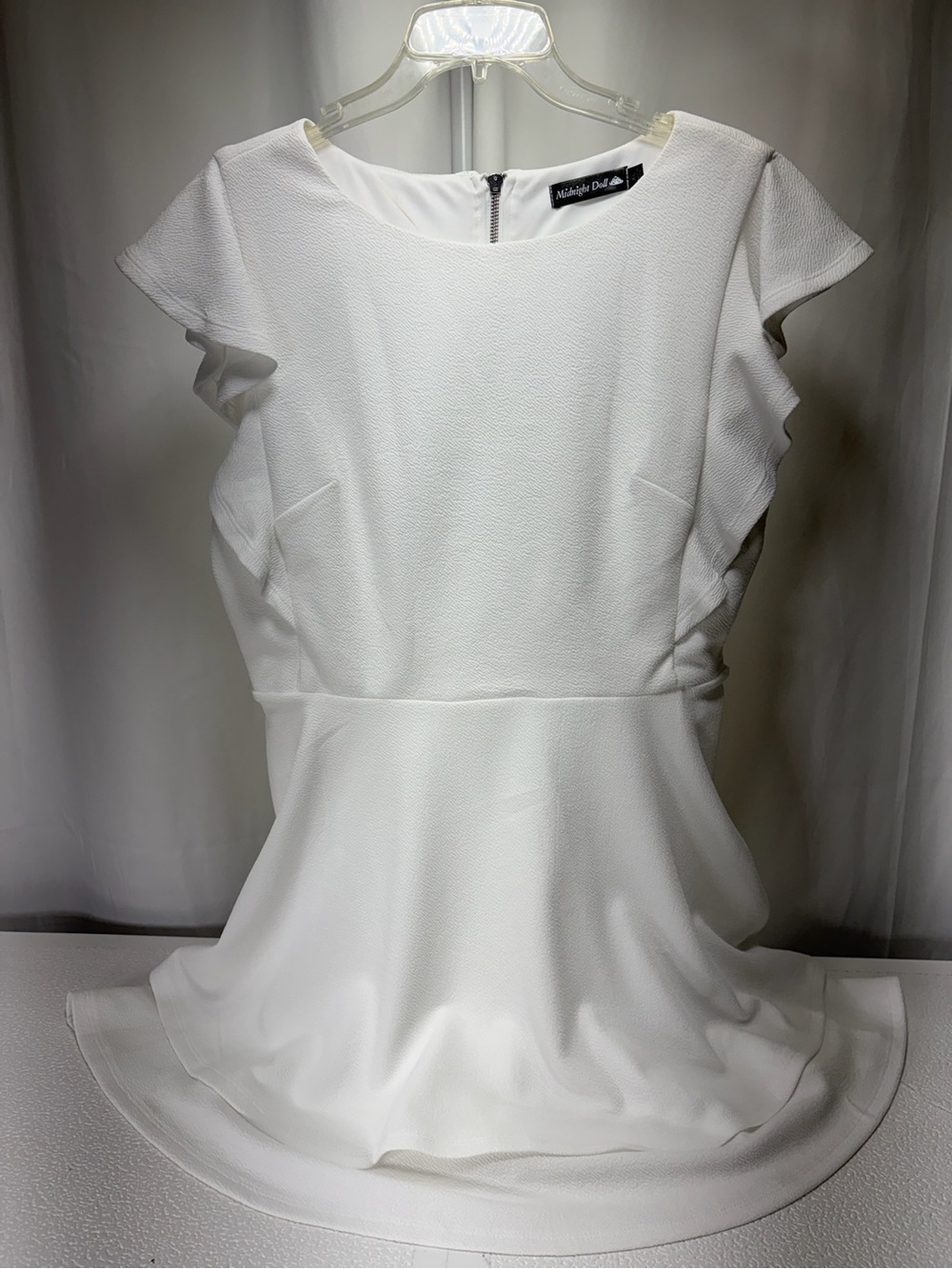 Midnight Doll White Ruffle-Sleeve Mini Dress 4524